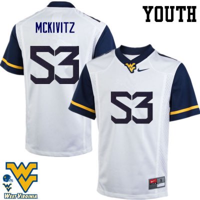 Youth West Virginia Mountaineers NCAA #53 Colton McKivitz White Authentic Nike Stitched College Football Jersey TO15F61PU